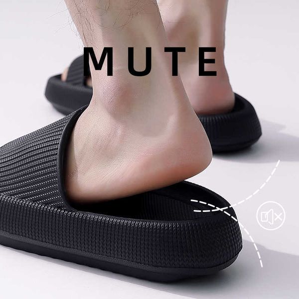 

elling designer slippers fashion women slippers thick platform mute eva soft indoor home slides non-slip summer beach sandals men bathroom s, Black
