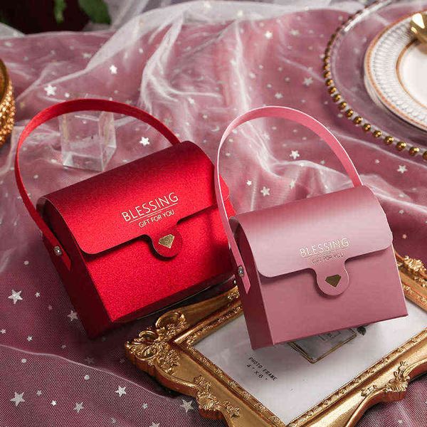 Geschenktüte Verpackung Taschen Geschenkbox Tragbare Hochzeitssüßigkeitsschachtel für Hochzeitsbevorzugungen Babyparty Geburtstagsfeier Dankeschön-Geschenktüte H1231