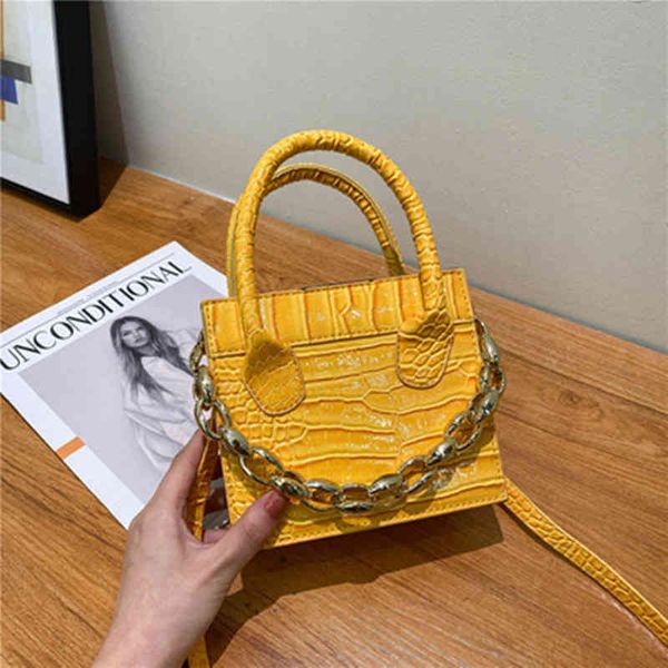 Mini piccola borsa quadrata 2021 borsa da donna in pelle PU di alta qualità di nuova moda borsa a tracolla a catena con motivo a coccodrillo