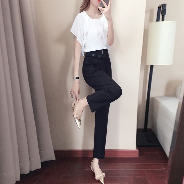 

tlajk 2020 summer pants clothing new fashion graceful slimming goddess sdrug women's two-piece suit 1934 suit, Gray