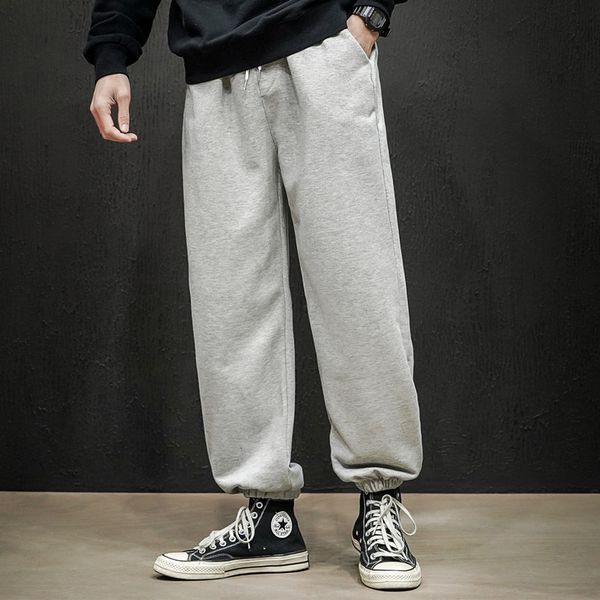 

lianxu wear | 2020 autumn winter thickened large size micro toe band versatile guard pants loose men's sweatpants, Black