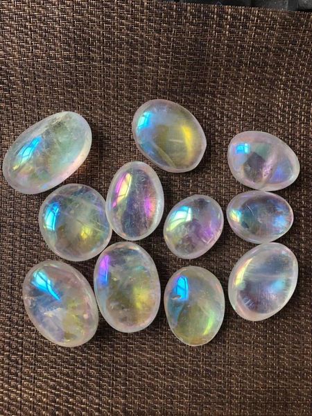 

decorative objects & figurines 100g natural white rainbow angel aura quartz crystals stones