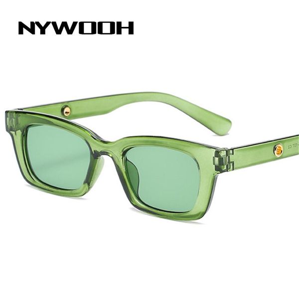 

sunglasses nywooh small women fashion rectangle sun glasses men vintage green red eyewear ladies traveling style uv400 goggles, White;black