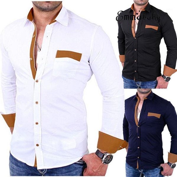 

mens fashion luxury stylish casual dress slim fit shirts casual long sleeve shirt1, White;black