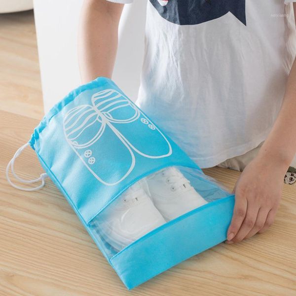 

storage bags travel shoes bag mouth non woven transparent shoe1