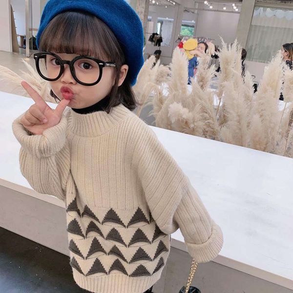 

korean girls' foreign knitted sle baby pullover children's sweater 2020 winter new, Blue