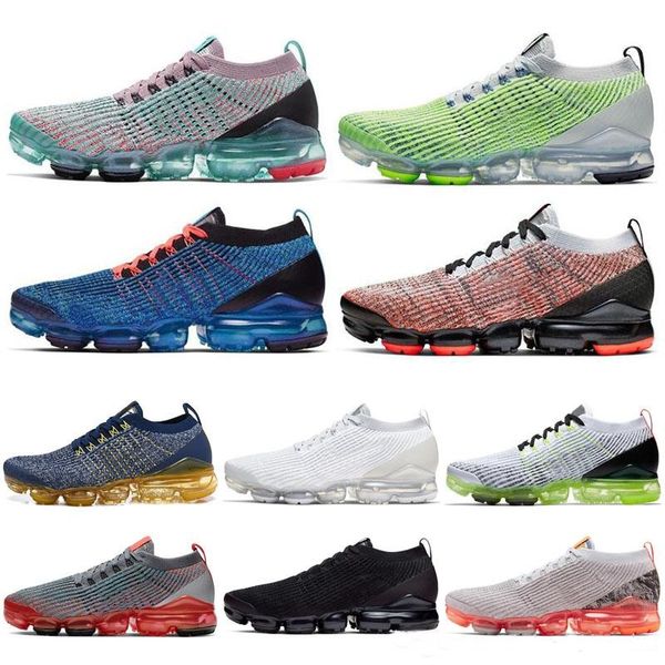 2019 Air Vapormax flyknit i più nuovi pattini da corsa delle donne degli uomini Fly 3 3.0 Blu Bianco Knit Triple Nero scarpe sportive formatori Vero Mesh Sneakers 36-45