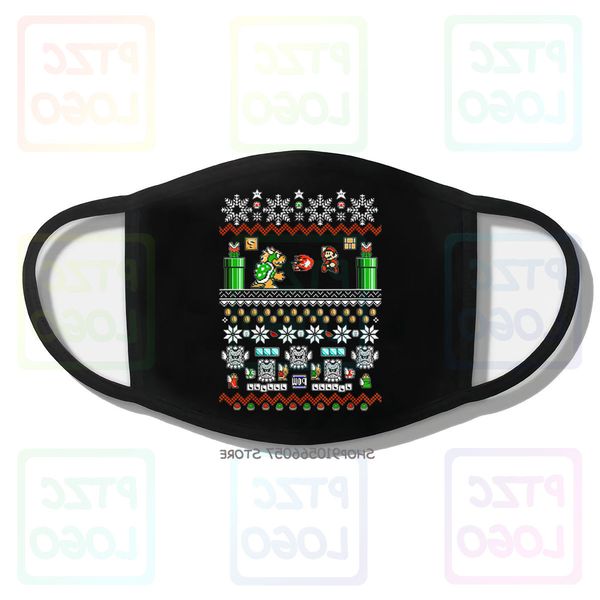 

game premium super mario and bowser play ugly christmas design mouth face mask