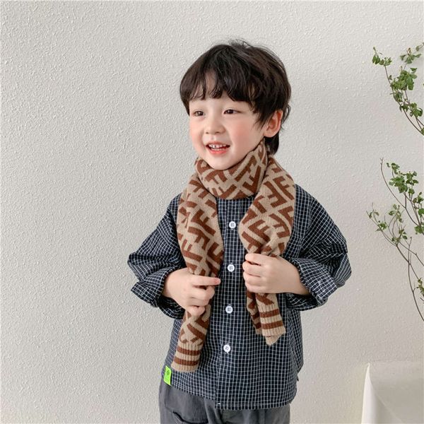 

letter matching korean knitting scarf color autumn men's and women's fashion children's warm wool collar winter tp7stp7sx8mr, Red;brown