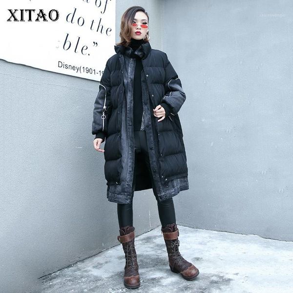 

xitao] 2018 winter korea fashion new women stand collar full sleeve pocket female solid color long casual parka lyh13961, Black