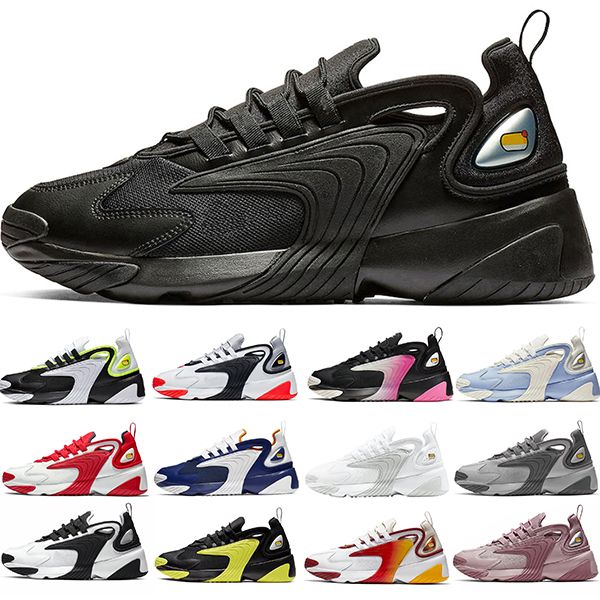 

zoom 2k shoes mens womens trainers triple black white red yellow men women sneakers sports size 5.5-11