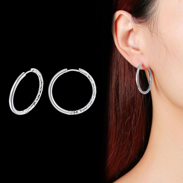 

hoop & huggie circle round earrings for women hammered hoops stainless steel silver color charm female middle, Golden;silver