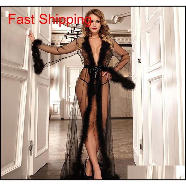 

womens robe bath plush feather long sleeve nightdress bath gown jlliwq yummy_shop