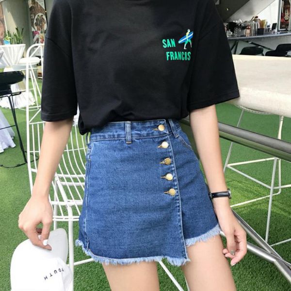 

skirts jiayan pencil skirt high waist a-line culottes irregular shorts korean style 2021 spring and autumn vintage clothing, Black