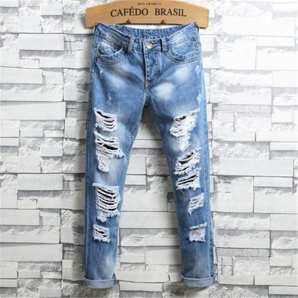 

2021 original new style worn mid-waistline will see blue light jeans fashion 5uev