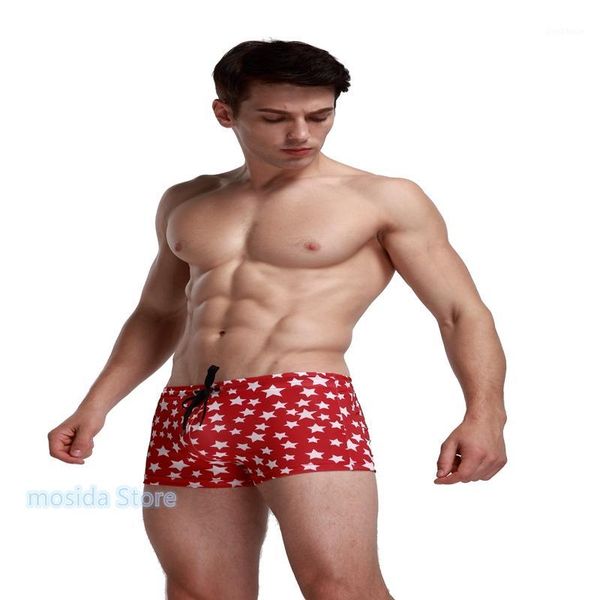 

men's swimwear lace-up men's swimming trunks american flag printed beach sports shorts boxer briefs1