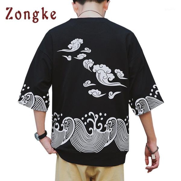 

2018 new japan style waves print t shirt men t-shirt tshirt streetwear camiseta masculina funny t shirts male tee shirt homme1, White;black