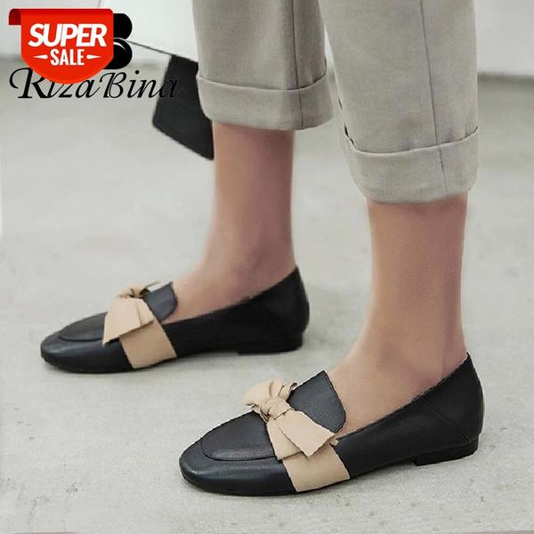 

rizabina women flats shoes mixed color casual sweet bowtie fashion loafers shoes women outdoor brand woman footwear size 31-43 #k55n