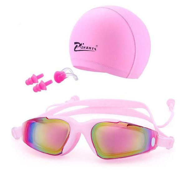 

adults swim eyewear with cap ear plug nose clip set professional sports diving goggles colorful swimmming glasses qylmmz yyysports