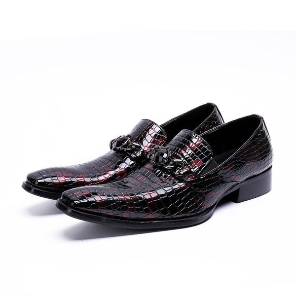

new men crocodile grain slip-on oxfords shoes men casual fashion square toe dress shoes, Black