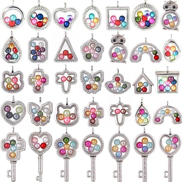 

pendants magnetic glass floating charms locket pendant crystal memory po lockets 35 styles to chose1, Black
