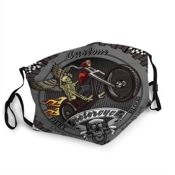 

adjustable warm face mask skeleton on motorcycle