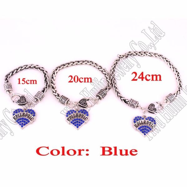 

link, chain 15cm/20cm/24cm length 3 pcs a lot rhodium plated zinc studded with sparkling crystals epileptic heart pendant bracelet, Black