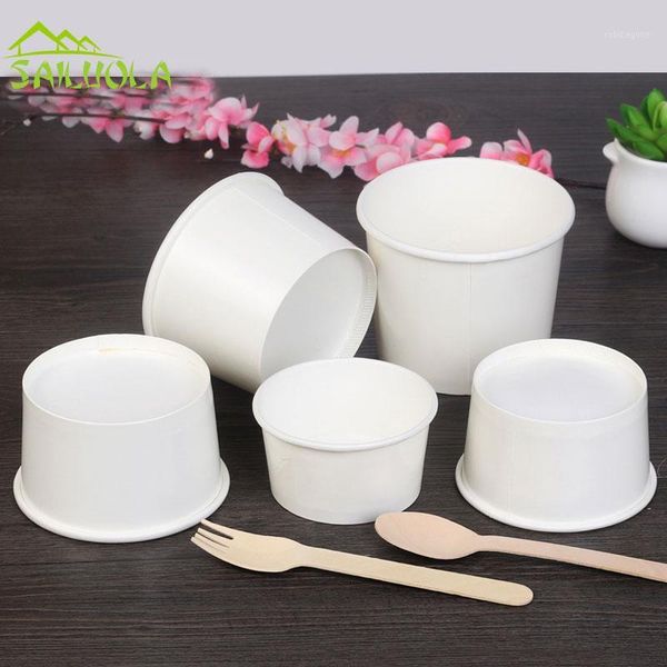 

packaging dinner service 100pcs/lot 4/6/8oz white disposable ice cream paper cup bowl party supplier1