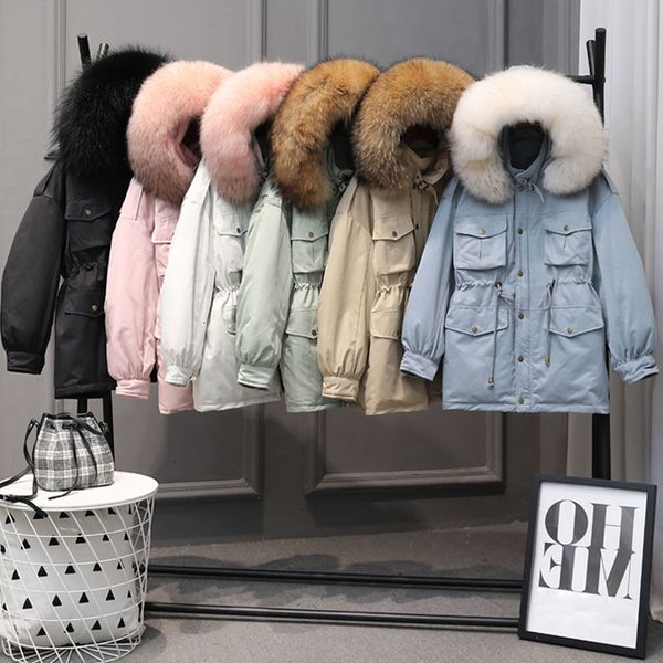 

coat for women, with real natural leather neck, thick snow winter white duck feather women's coat, long hair