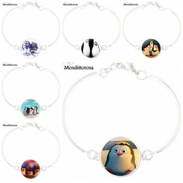 

harajuku style jewelry with silver plated glass cabochon bracelet bangle for women girls the penguins of madagascar, Golden;silver