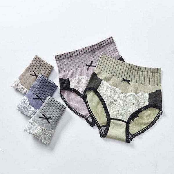 

women's xl underwear seamless briefs high waist underpanties lace panties bodyshaper female under, Black;white