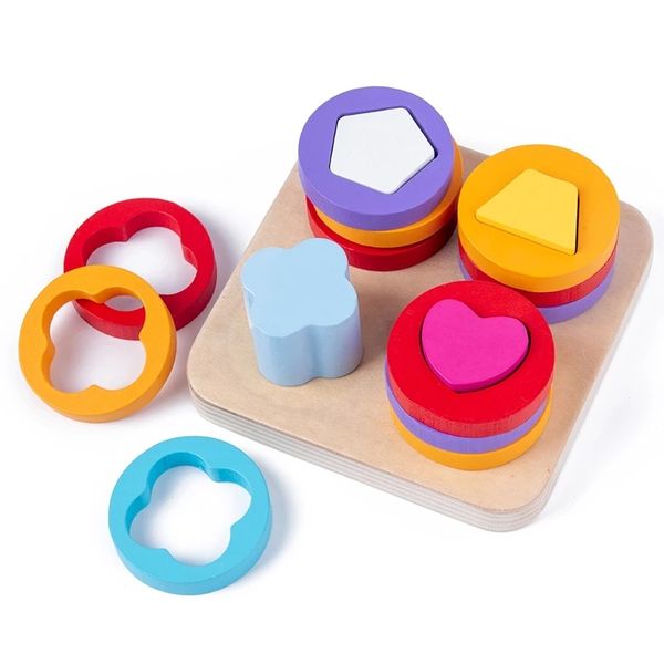 

baby brain development toys montessori match toy geometric sorting board wooden blocks kids educational toys building blocks q1110