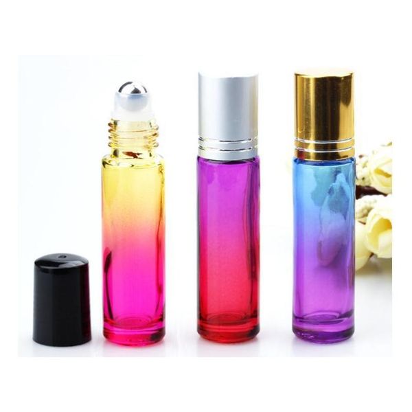 

10ml glass roll on bottles gradient color roller bottles with stainless steel balls roll-on bottle perfect wmtega hxclothes