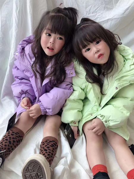 

shuzhen children's short jacket with hood thickened boys and girls' bread suit off season special price parent-child down, Blue;gray