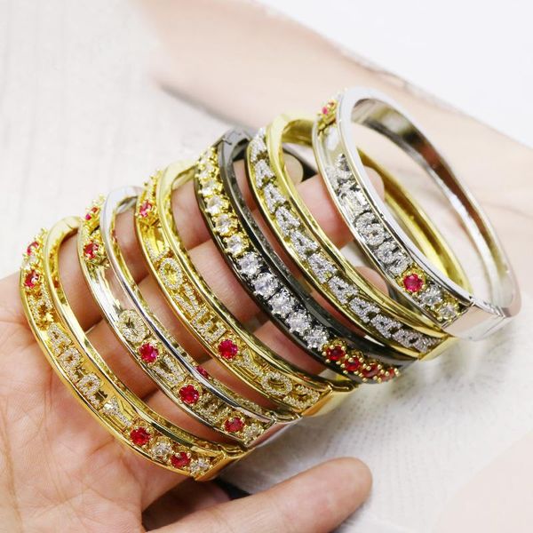 

bangle 4 pcs customized gift diy slider letter cuff bangles bracelets for women accessories jewelry, Black