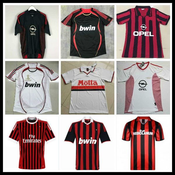 

90 91 retro shirts home 96 97 gullit soccer jersey 02 03 04 maldini van basten football ronaldo kaka inzaghi 06 07 09 10 shevchenk, Black;yellow
