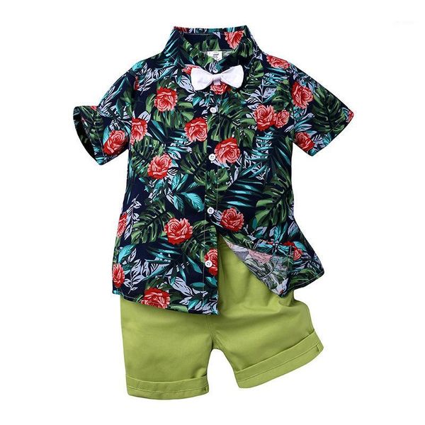 

casual beach style short-sleeved printed shirt+short set baby boy outfit multicolor two piece toddler boy clothes ropa para1, White