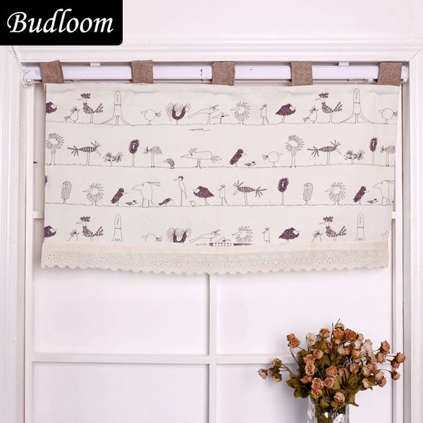 

cartoon tab door curtain printed graffiti birds short curtain for kitchen cafe half-curtain decoration window panel valance