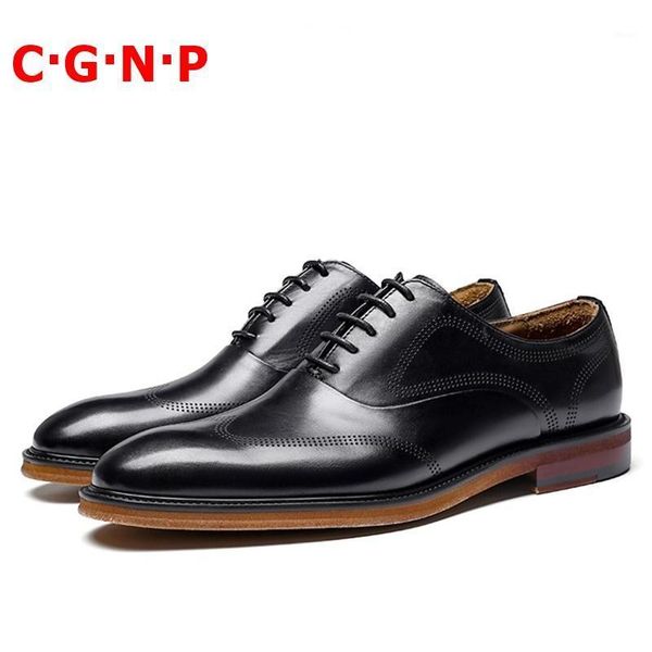 

dress shoes cÂ·gÂ·nÂ·p 100% genuine leather for men luxury handmade oxfords lace-up male formal1, Black