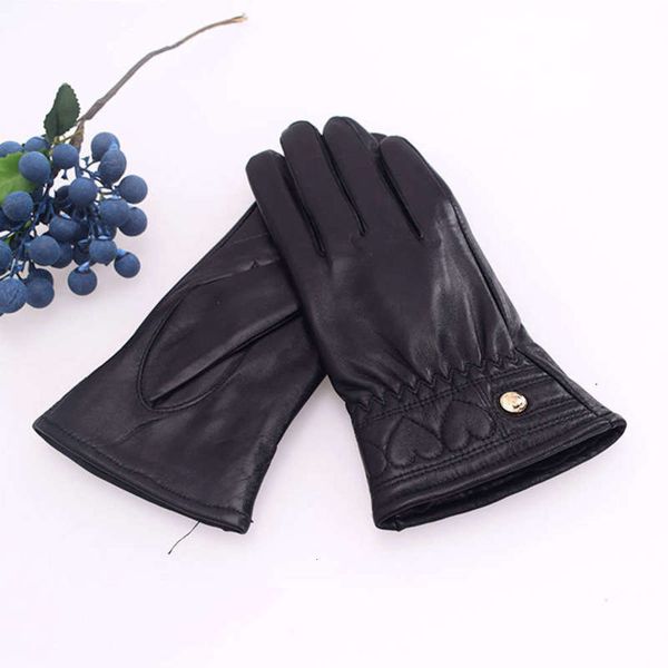 

gloves for women' driving in winter leather, Blue;gray