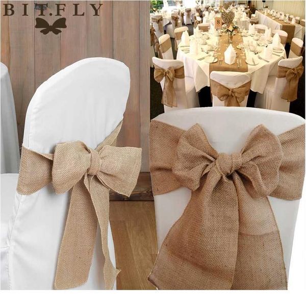 

10pcs vintage burlap court classical chair sashes wedding chair knot decoration for wedding party banquet event chairs b jllare