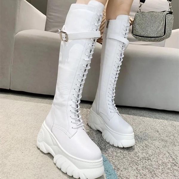 

prova perfetto 2020 genuine leather solid color women's winter thigh high boots round toe zipper-sid high heels vulcanizedÂ shoes, Black