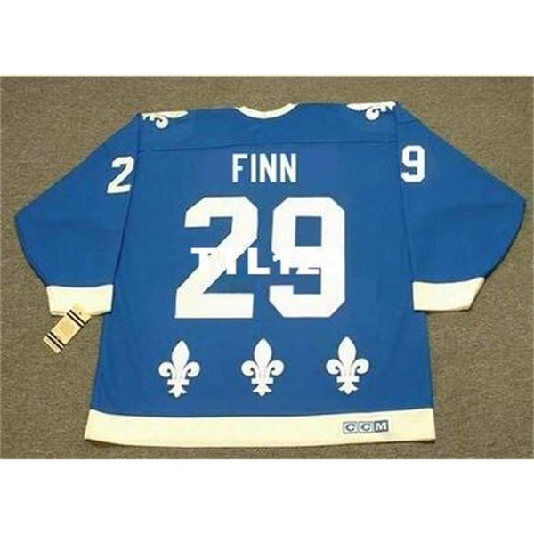 

men #29 steven finn quebec nordiques 1990 ccm vintage hockey jersey or custom any name or number retro jersey, Black