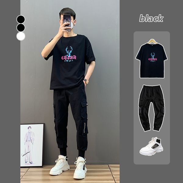 

short loose cotton printing. t-shirt men's 2020 new fashion trend: 5.5% sleeve