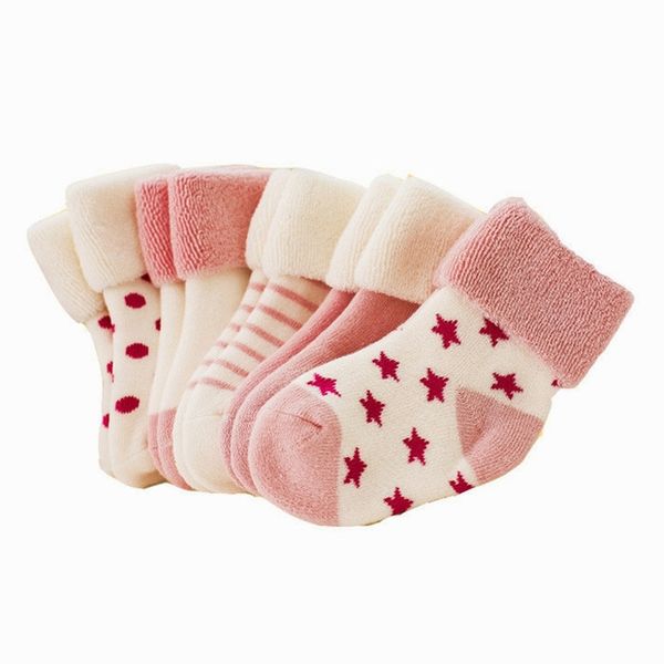 

5 pairs/lot baby infant cotton socks children fashion sports socks girl boy autumn/winter thicken keep warm kids socks cn y201009, Pink;yellow