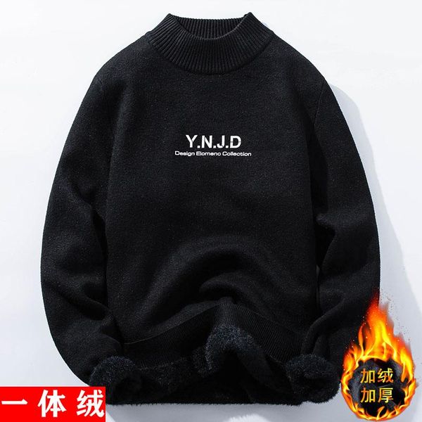 

2020 winter super warm mens sweaters men's turtleneck slim soft fleece pullover knitted plus velvet thickening sweater men, White;black