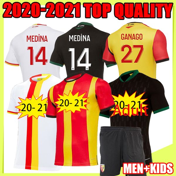 

2021 rc lens soccer jerseys maillot de foot fofana ganago kakuta gradit fortes perez 2020 home away third men kids kit football shirt, Black;yellow