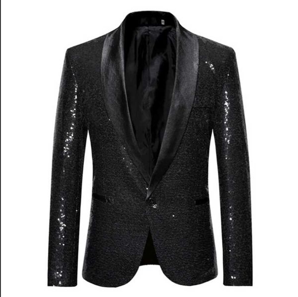 

men's suits & blazers gold sequin blazer for men club jacket clother black, White;black