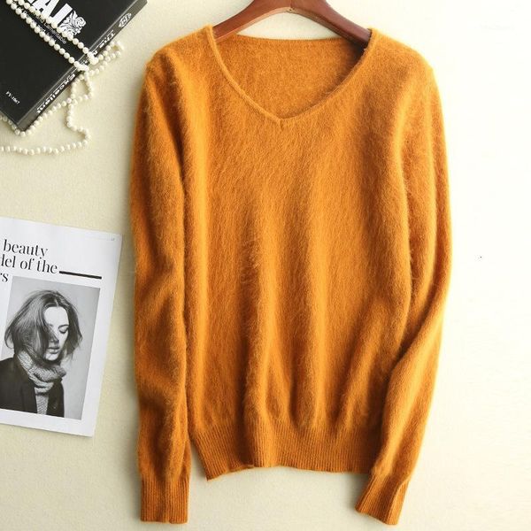 

mink sweater knitting unlined upper garment will code sweater woman joker solid color pullover rendering unlined upper garment1, White;black
