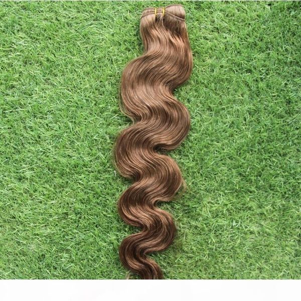 

#8 light brown color brazilian virgin hair body wave 100% human hair weave bundles 10-30 inchs double weft hair weaving, Black